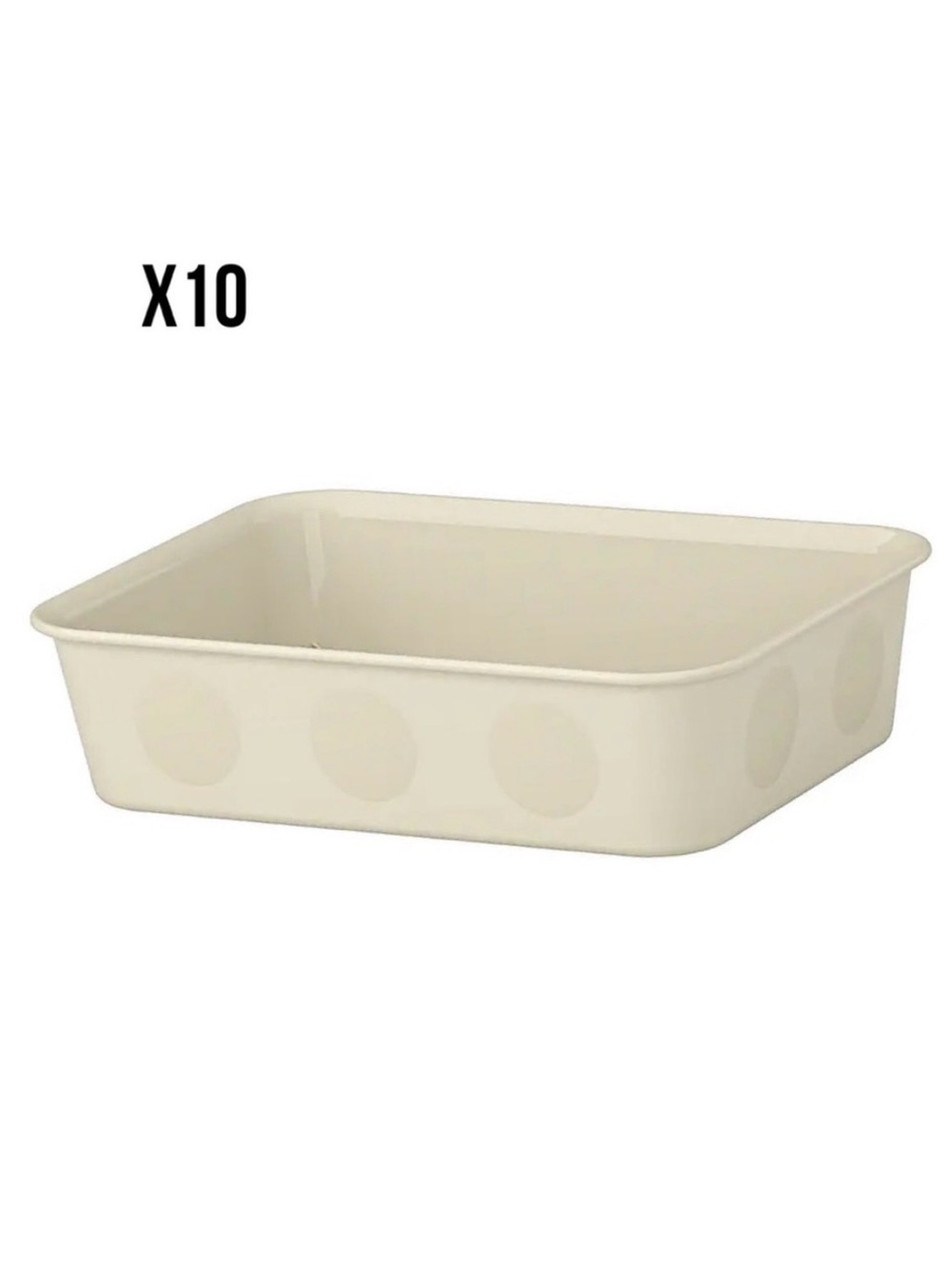 10 Cream Rectangular Storage Bins 6x7 ¾x2 "